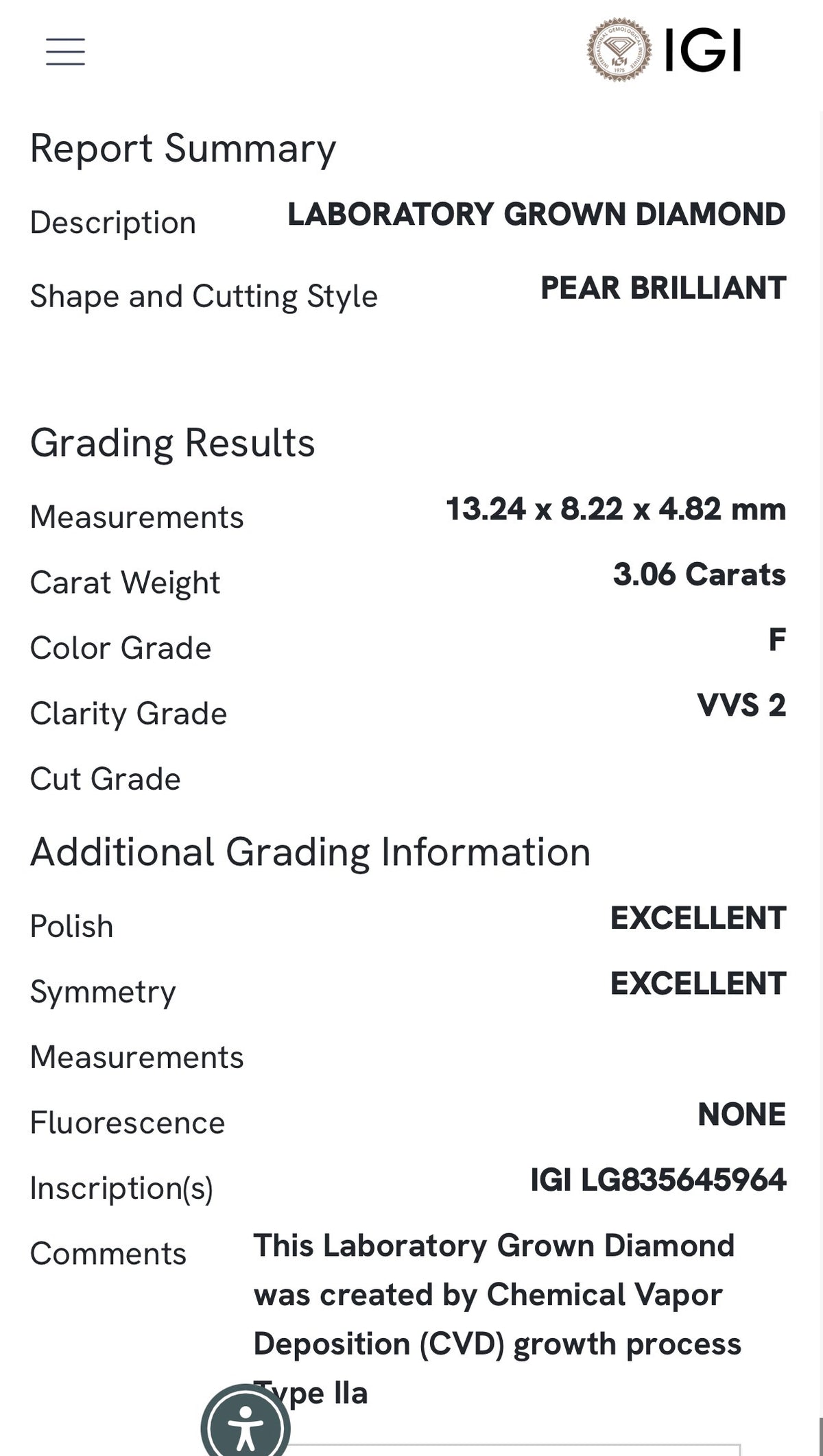 Yellow gold paperclip IGI certified 3.06ct pear shape lab diamond bracelet. Pear measures 13.24x8.22x4.82mm