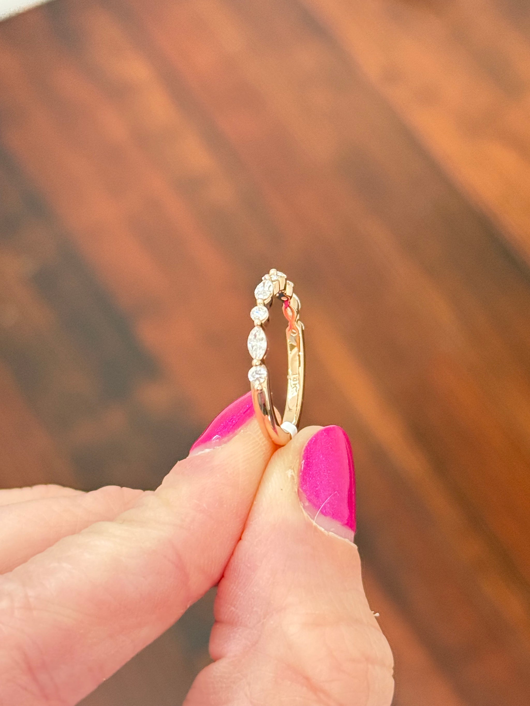 Rose gold 0.42ct marquise and round lab diamond band