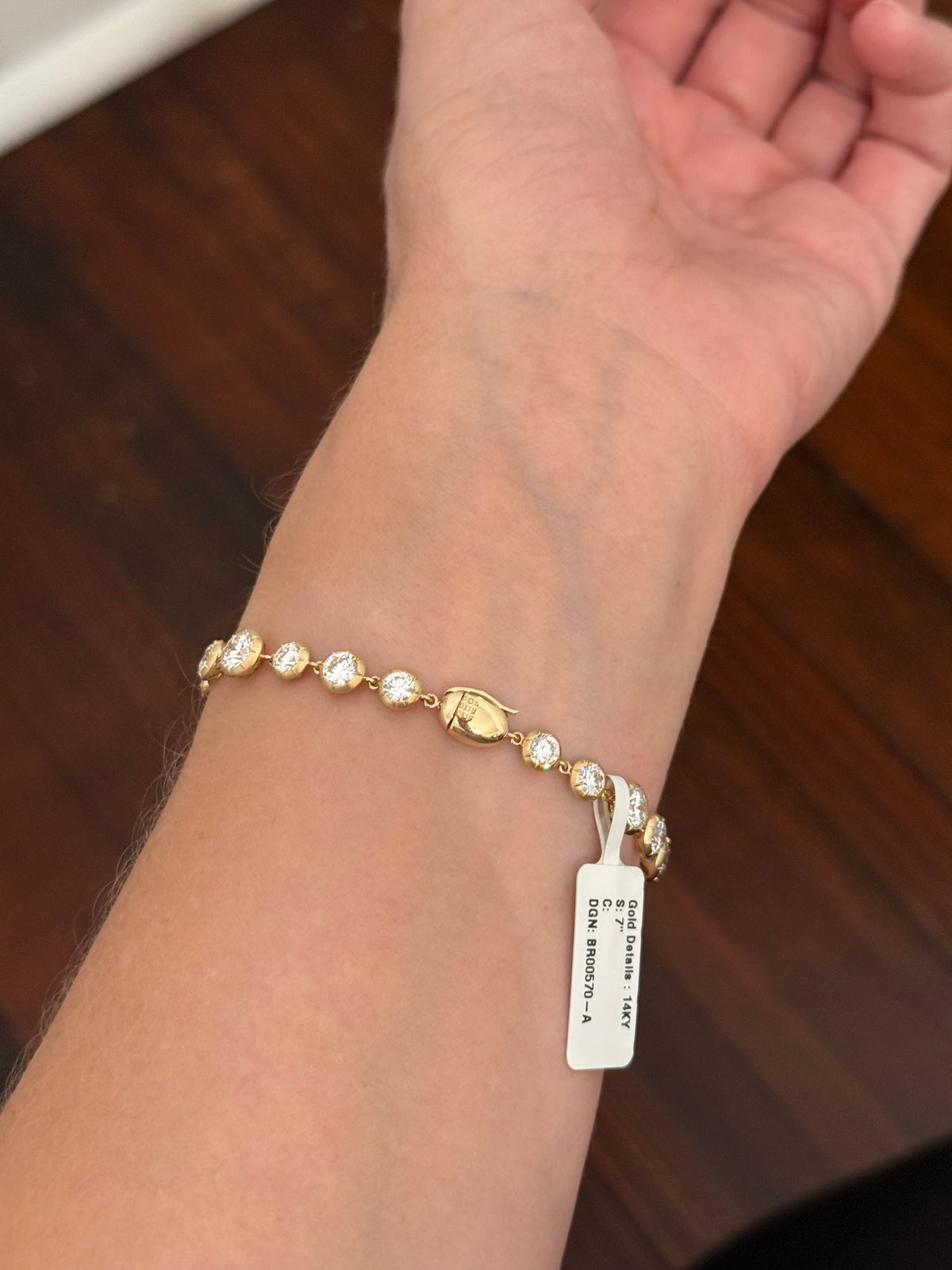 Yellow gold Georgian set 9.56ct lab diamond bracelet