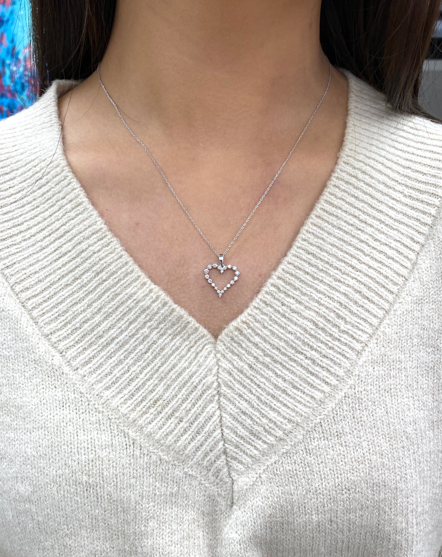 0.50CT Lab-Grown Diamond Sterling Silver Heart Necklace