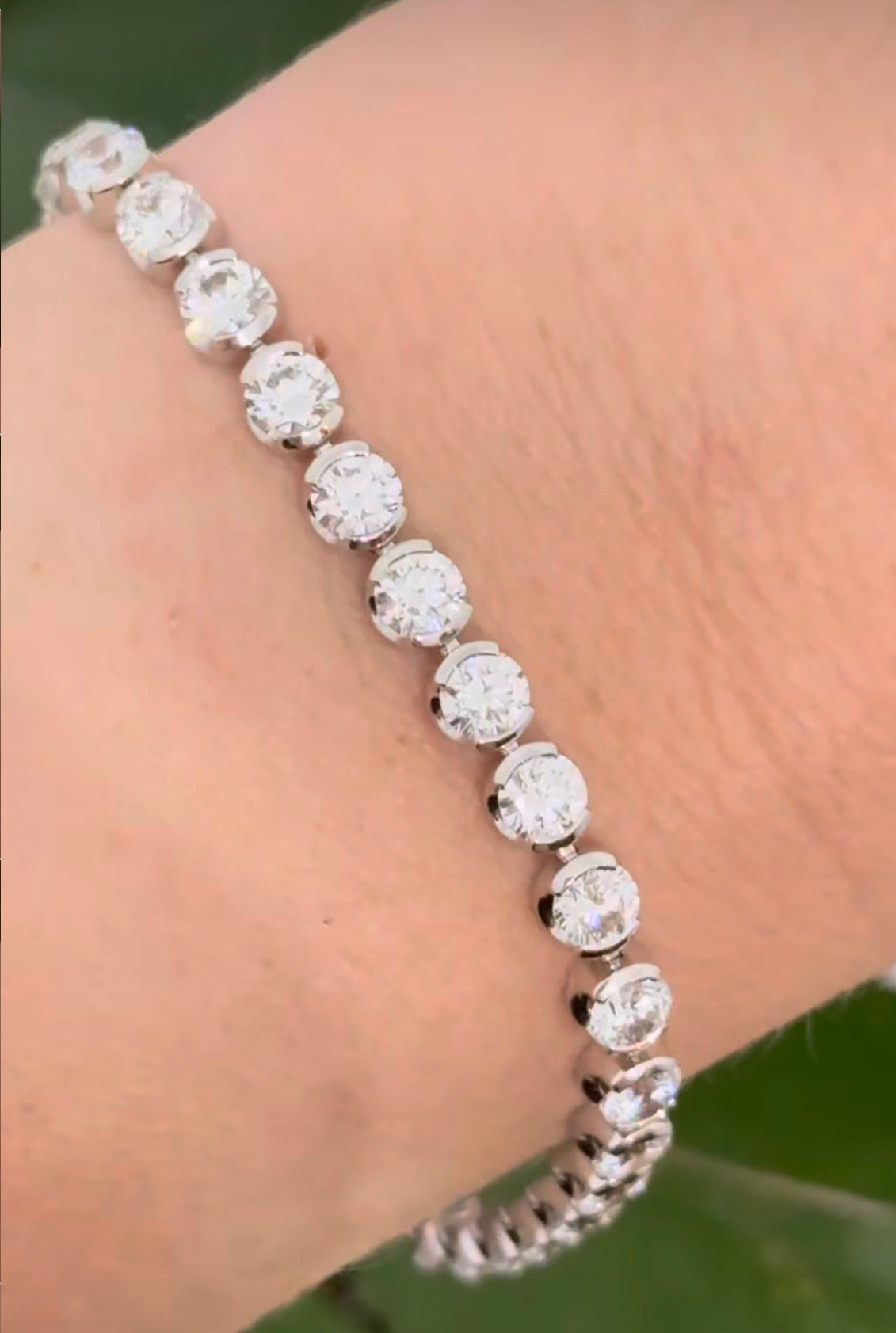 White gold half bezel set 9.74ct lab diamond bracelet