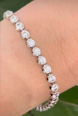 White gold half bezel set 9.74ct lab diamond bracelet