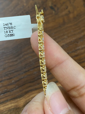 18k Yellow 5.88 CT LAB 3 PRONGS 7.25 INCHES TENNIS BRACELET