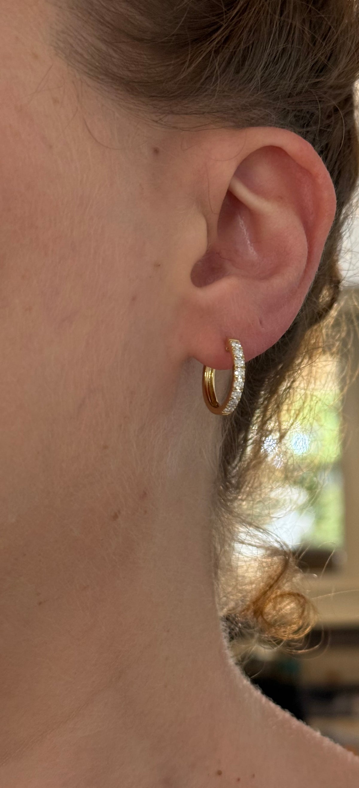 15.9mm yellow gold 0.60ct lab diamond hoop earrings