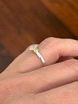 White gold 0.9ct yellow and white oval lab diamond ring