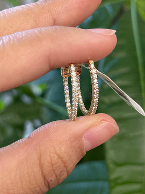 14k 0.50 TCW Yellow and White Gold Hoop Earrings