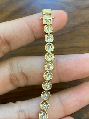 7.15 CT LAB 7 INCHES YELLOW BEZEL TENNIS BRACELET