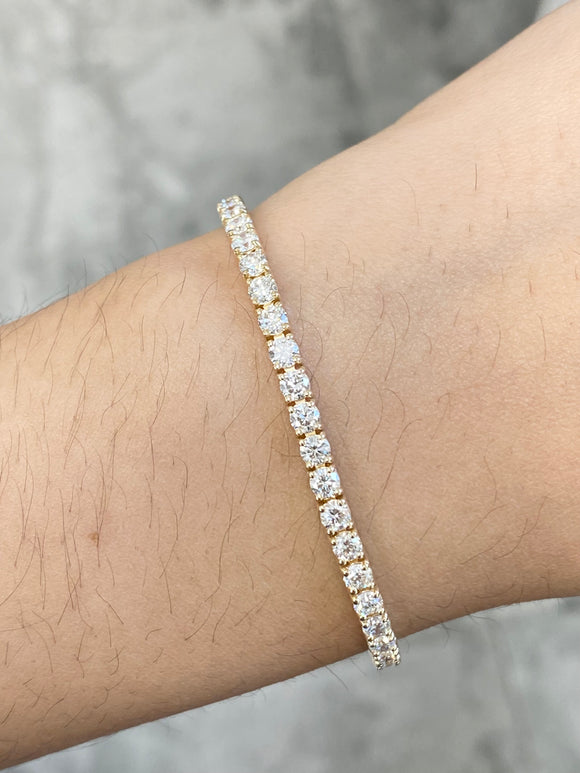 14k 5.38 CT Lab 7 Inches Yellow Tennis Bracelet