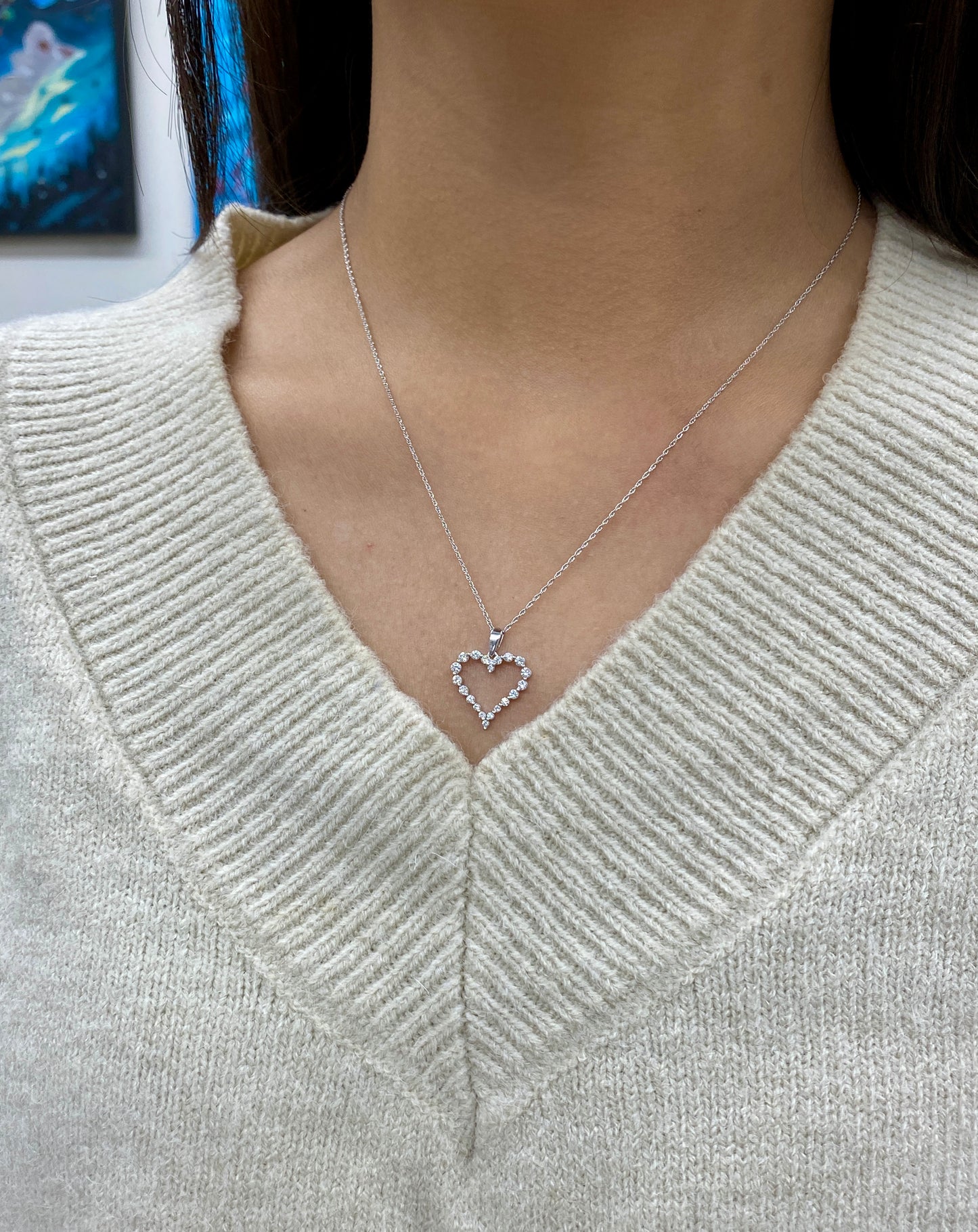 0.50CT Lab-Grown Diamond Sterling Silver Heart Necklace