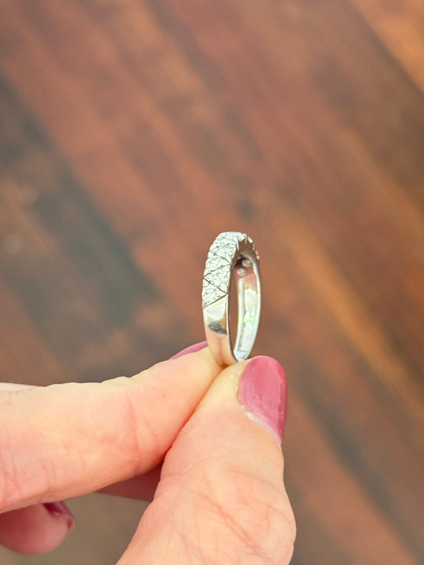 White gold round lab diamond band