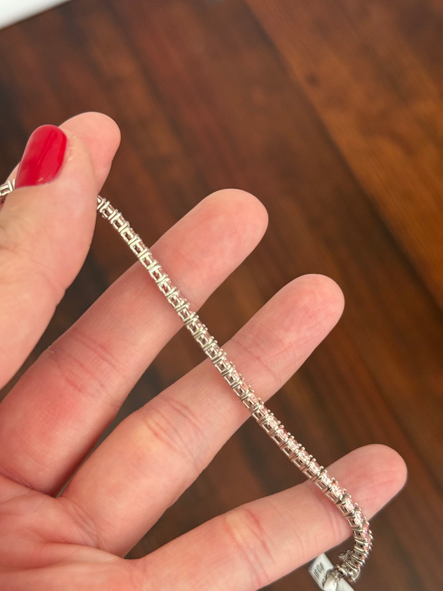 4 prong white gold 5.16ct pink lab diamond tennis bracelet