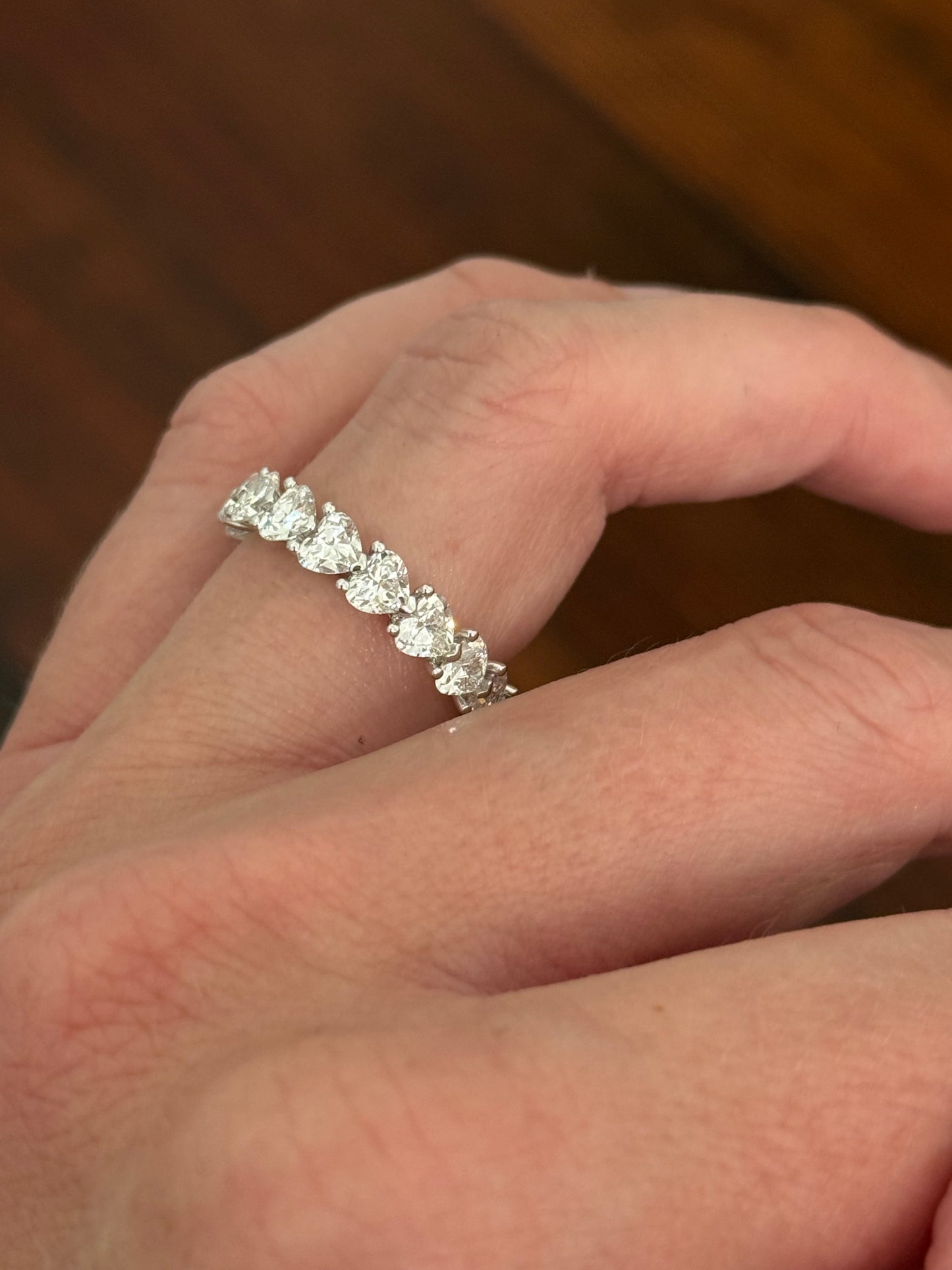 White gold 4.47ct heart shape lab diamond eternity band