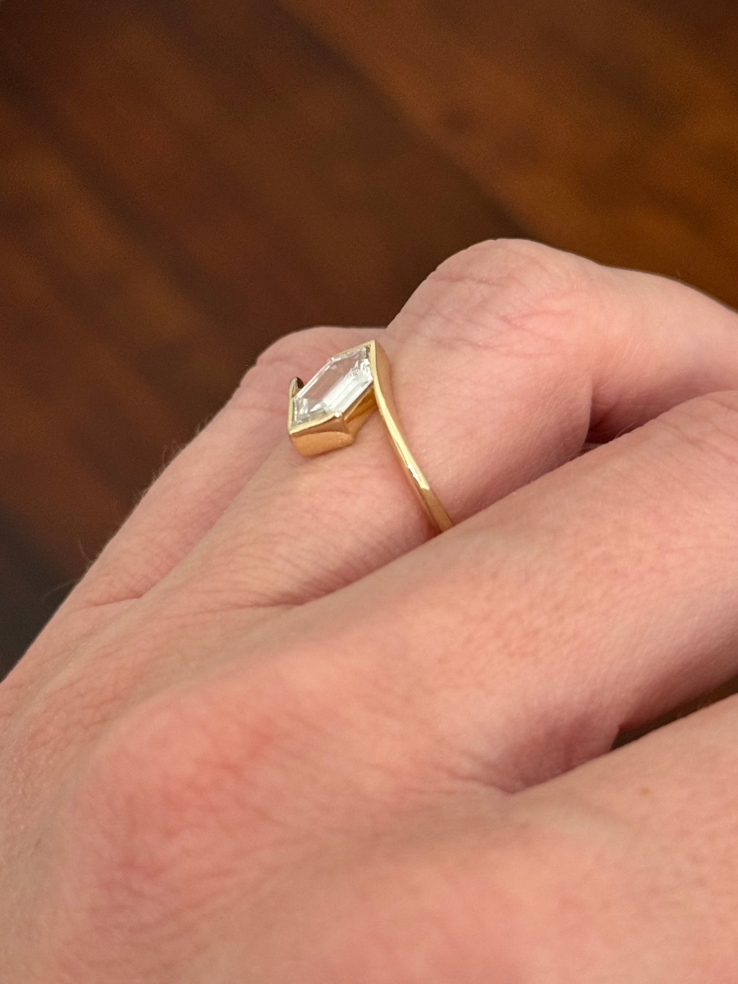 Yellow gold 1.06ct duchess cut lab diamond ring