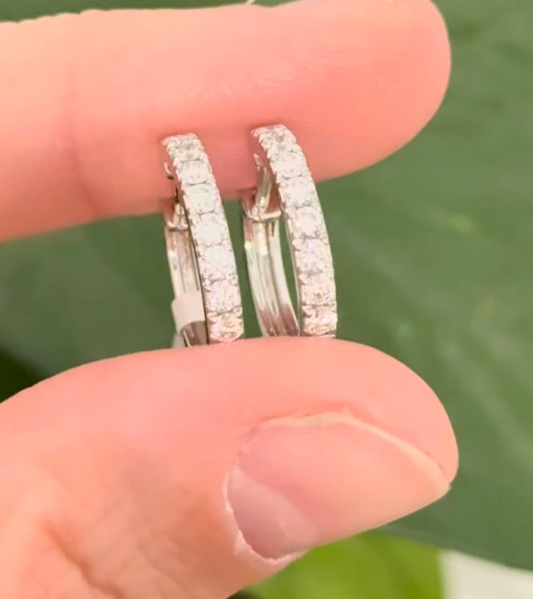 15.9mm white gold 0.60ct lab diamond hoop earrings