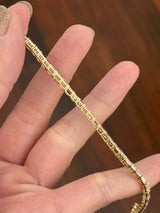 Yellow gold east west set 6.88ct emerald cut natural diamond bracelet