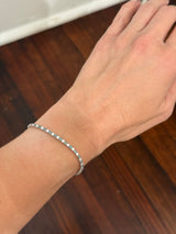 4 prong white gold 2.96ct green and white lab diamond bracelet