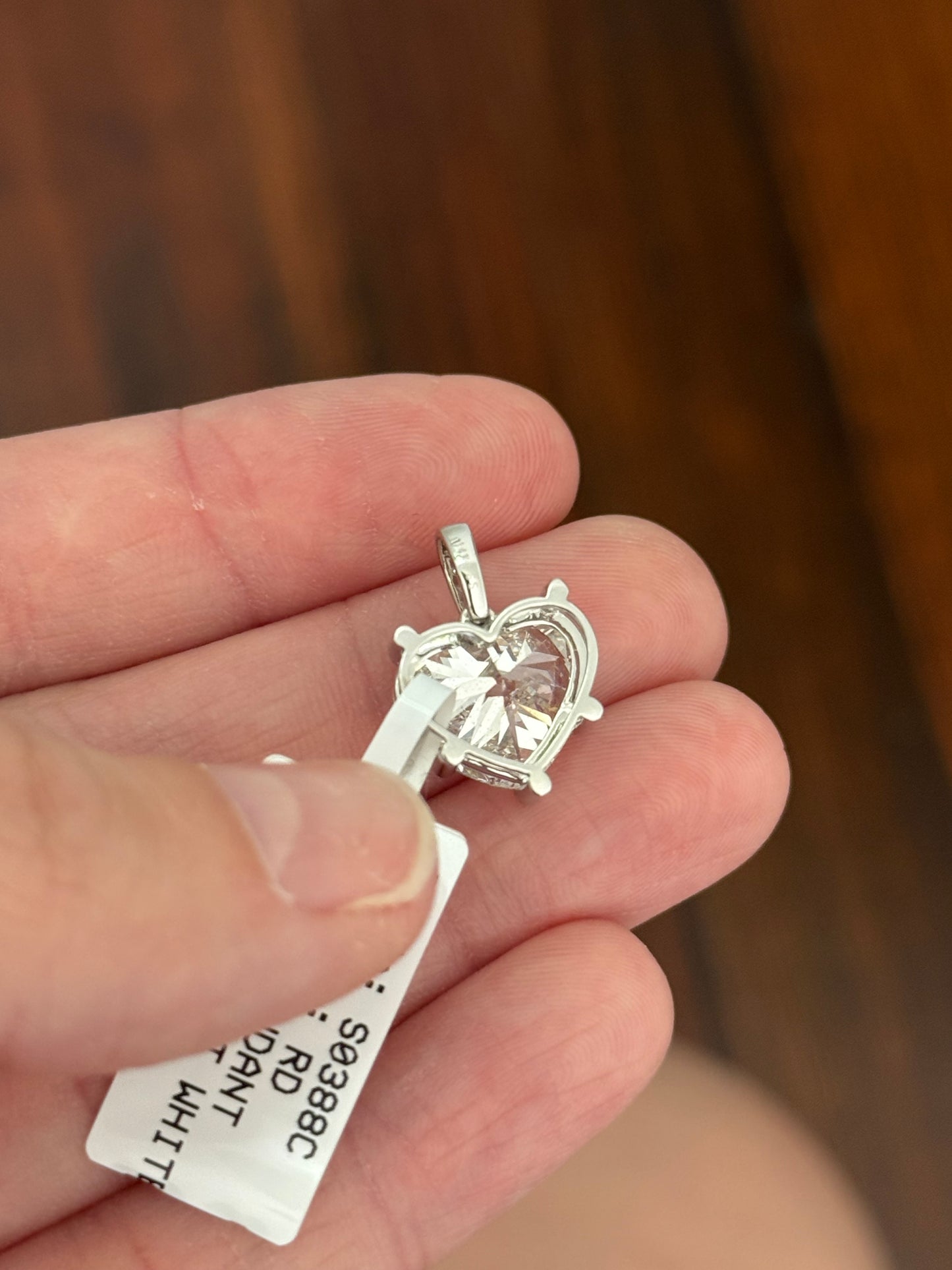 White gold heart shape lab diamond pendant