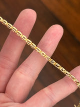 Yellow gold bezel set 4.62cts oval, marquise, pear shape and emerald cut natural diamond bracelet
