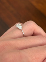 White gold asscher and heart shape lab diamond ring