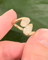 Yellow gold oval and pear shape lab diamond ring