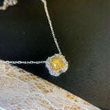 18K White Gold Real Natural Yellow Diamond Pendant Necklace