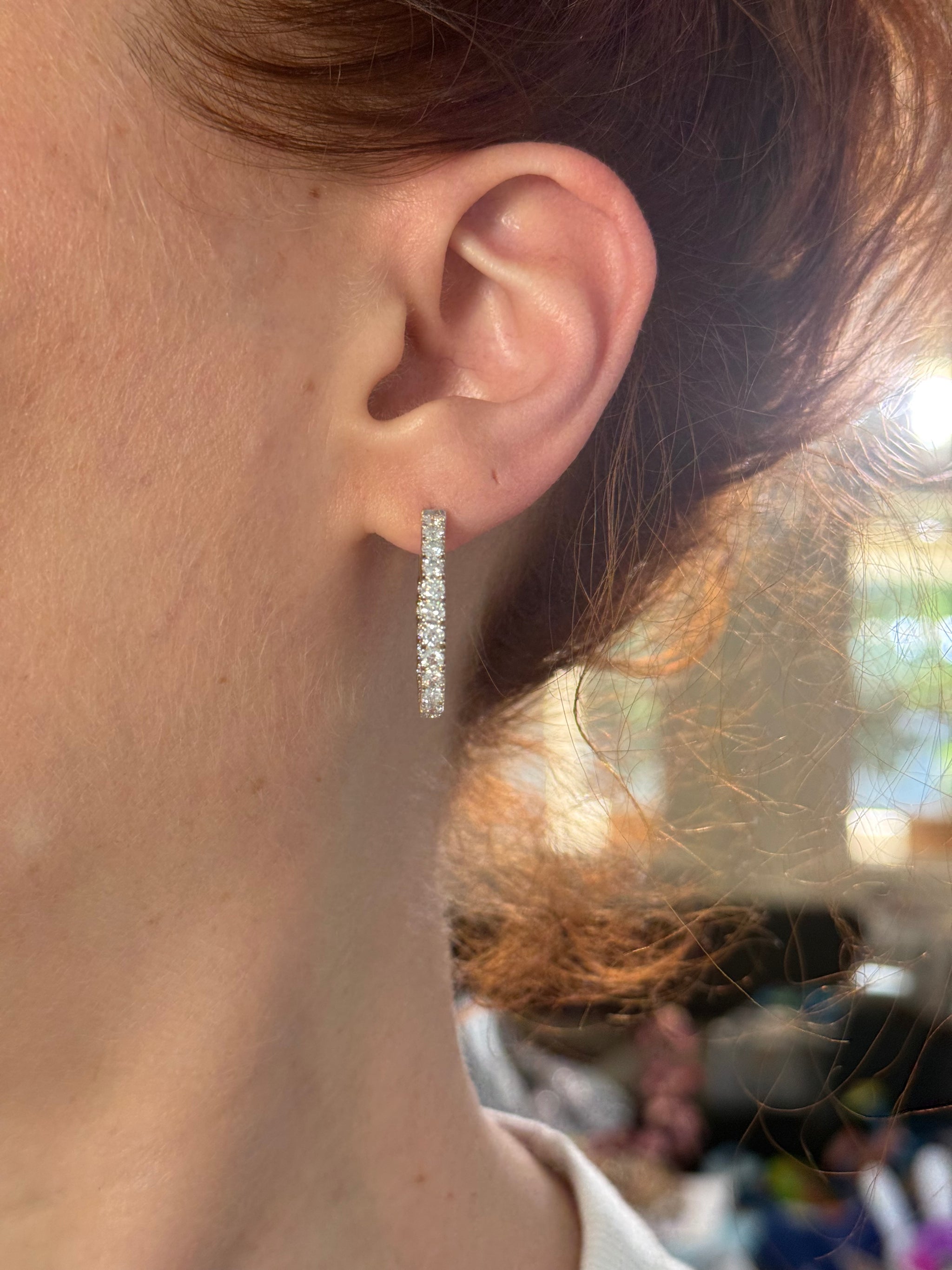 Yellow gold lab diamond oval hoop earrings. Includes IDT certificate.