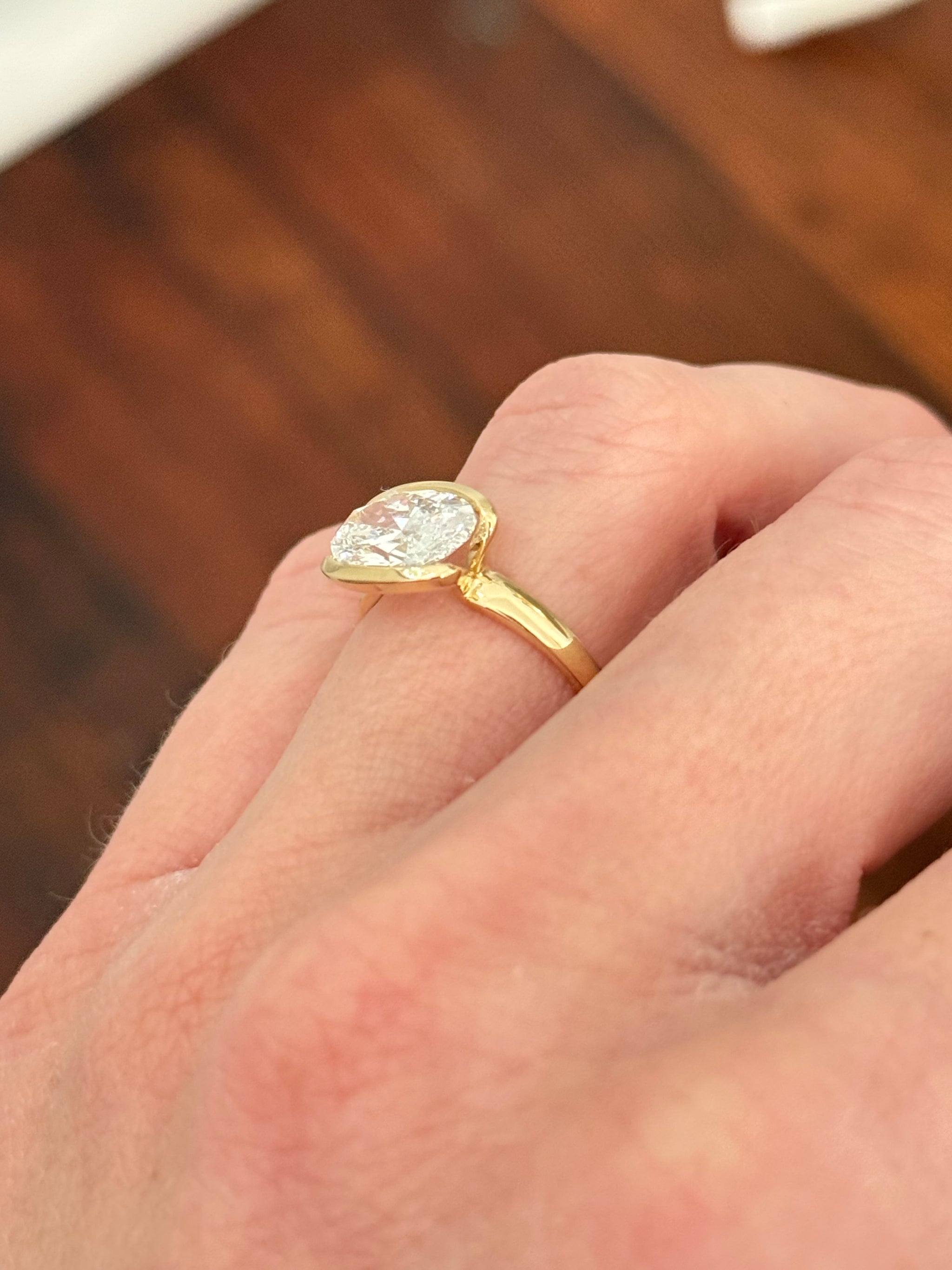 Yellow gold east west set 2.5ct oval lab diamond ring