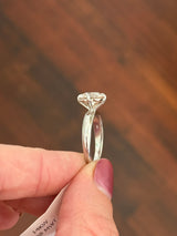 White gold 3.02ct cushion cut lab diamond ring. Stone measures approximately 8.2mm