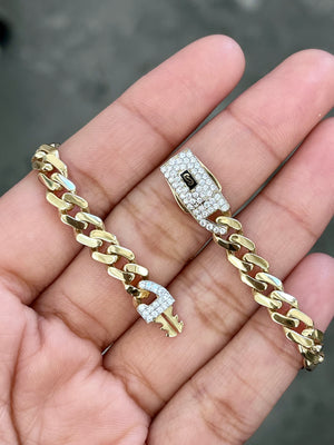 0.426 cttw 7 inches 14k Gold Cuban Link Bracelet