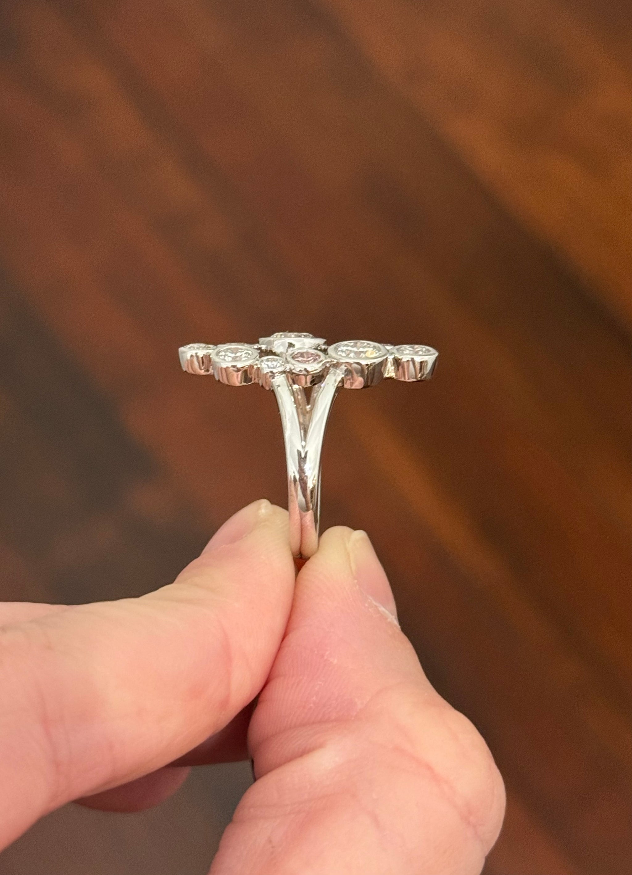White gold pink and white lab diamond ring