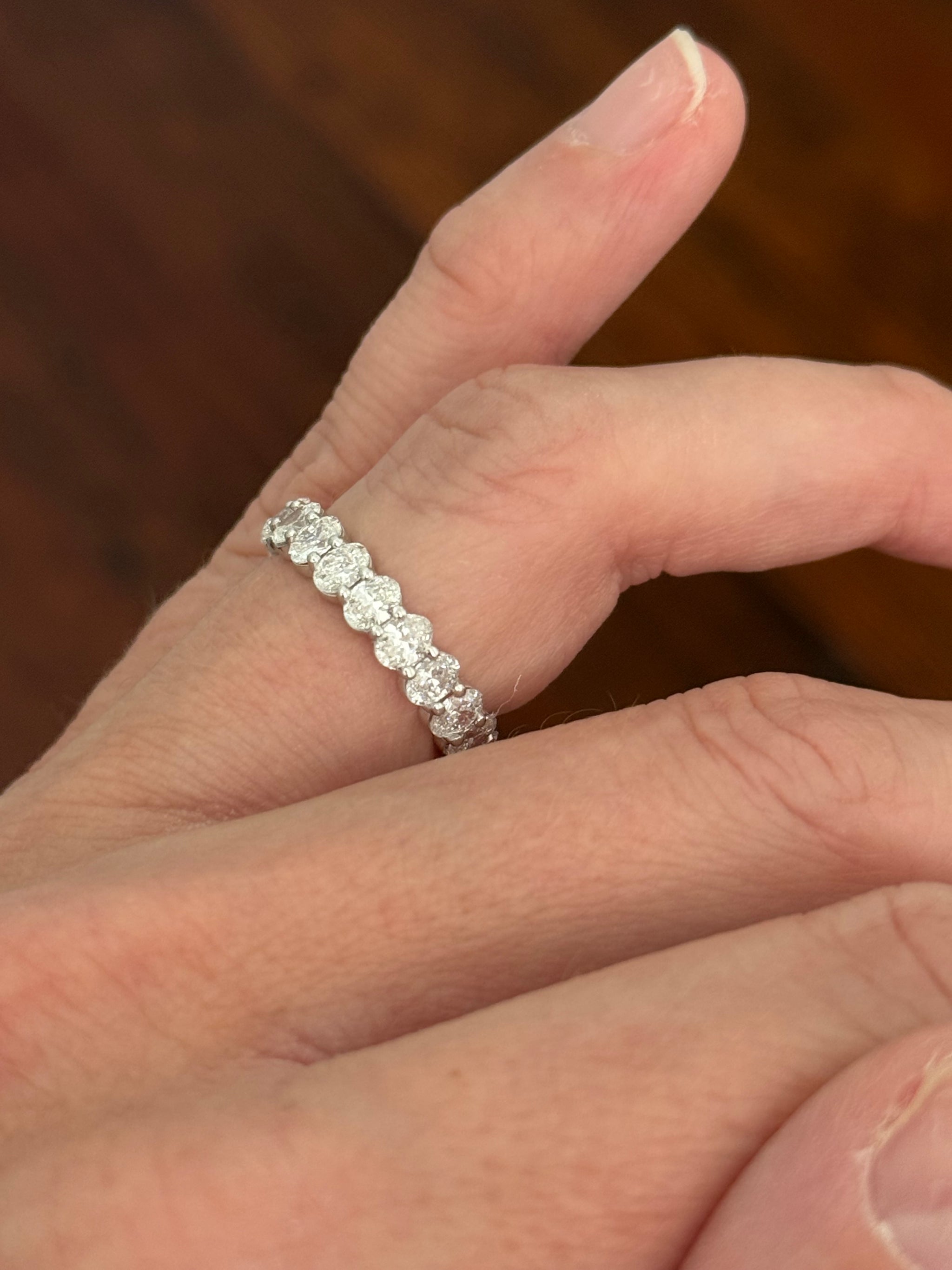 White gold 3.05ct oval lab diamond eternity band