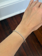 White gold 1ct natural diamond round flex bracelet