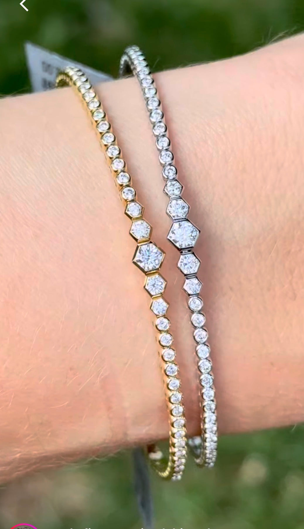 Hexagon flex bracelets with round lab diamonds available