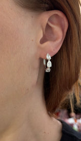 White gold 3.98ct pear shaped lab diamond hoops