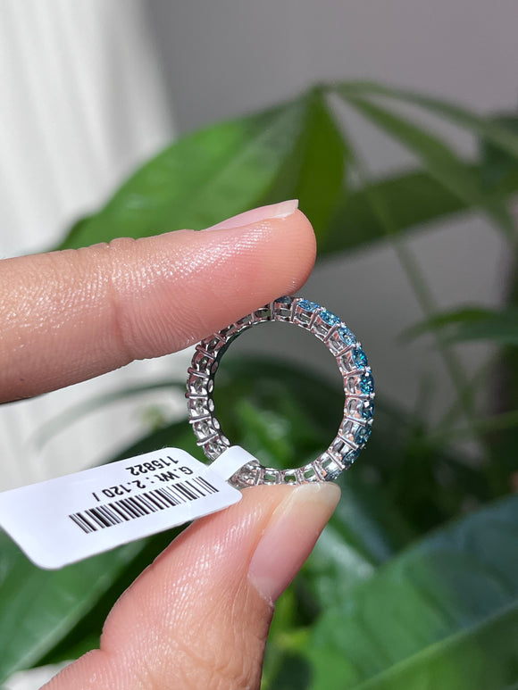 *Premade* 1.84 cttw Half Fancy Blue and Half Lab Diamonds Eternity Band