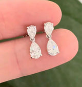 White gold 1.64ct pear shape lab diamond earrings