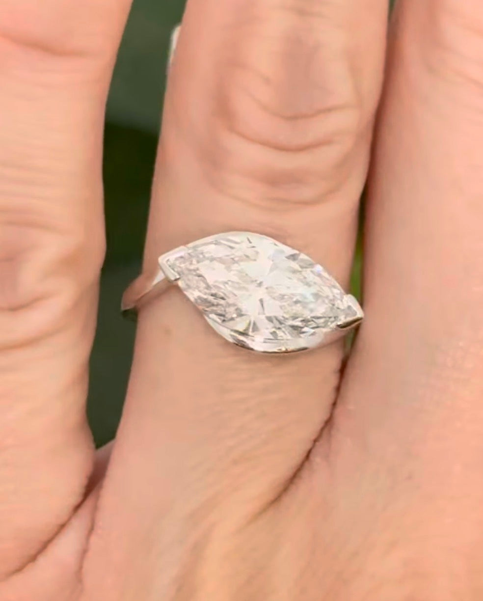 White gold east west set 3.01ct marquise lab diamond ring