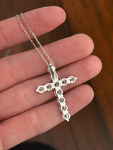 White gold 4.32ct lab diamond cross pendant and chain