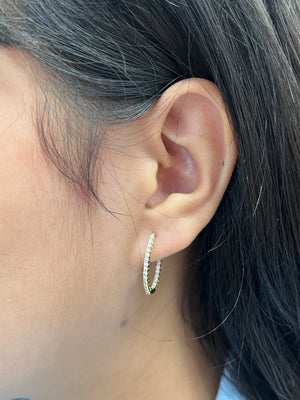 14k 0.50 TCW Yellow and White Gold Hoop Earrings