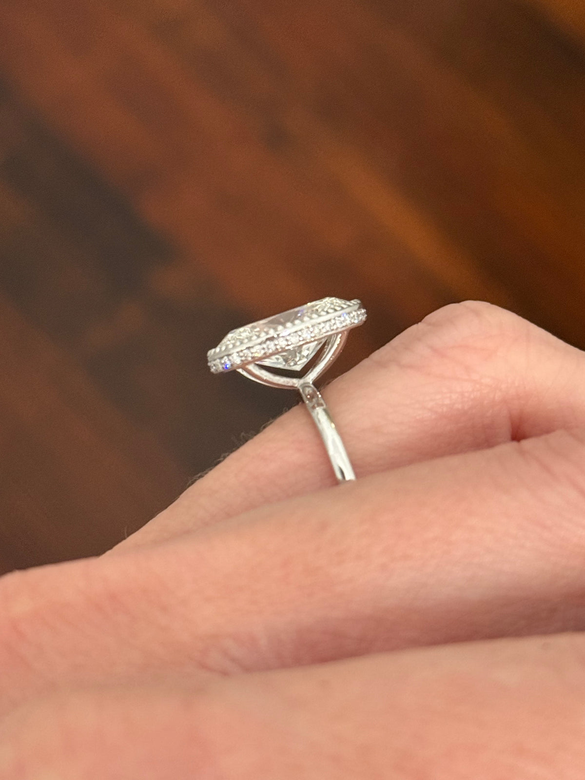 White gold oval lab diamond ring