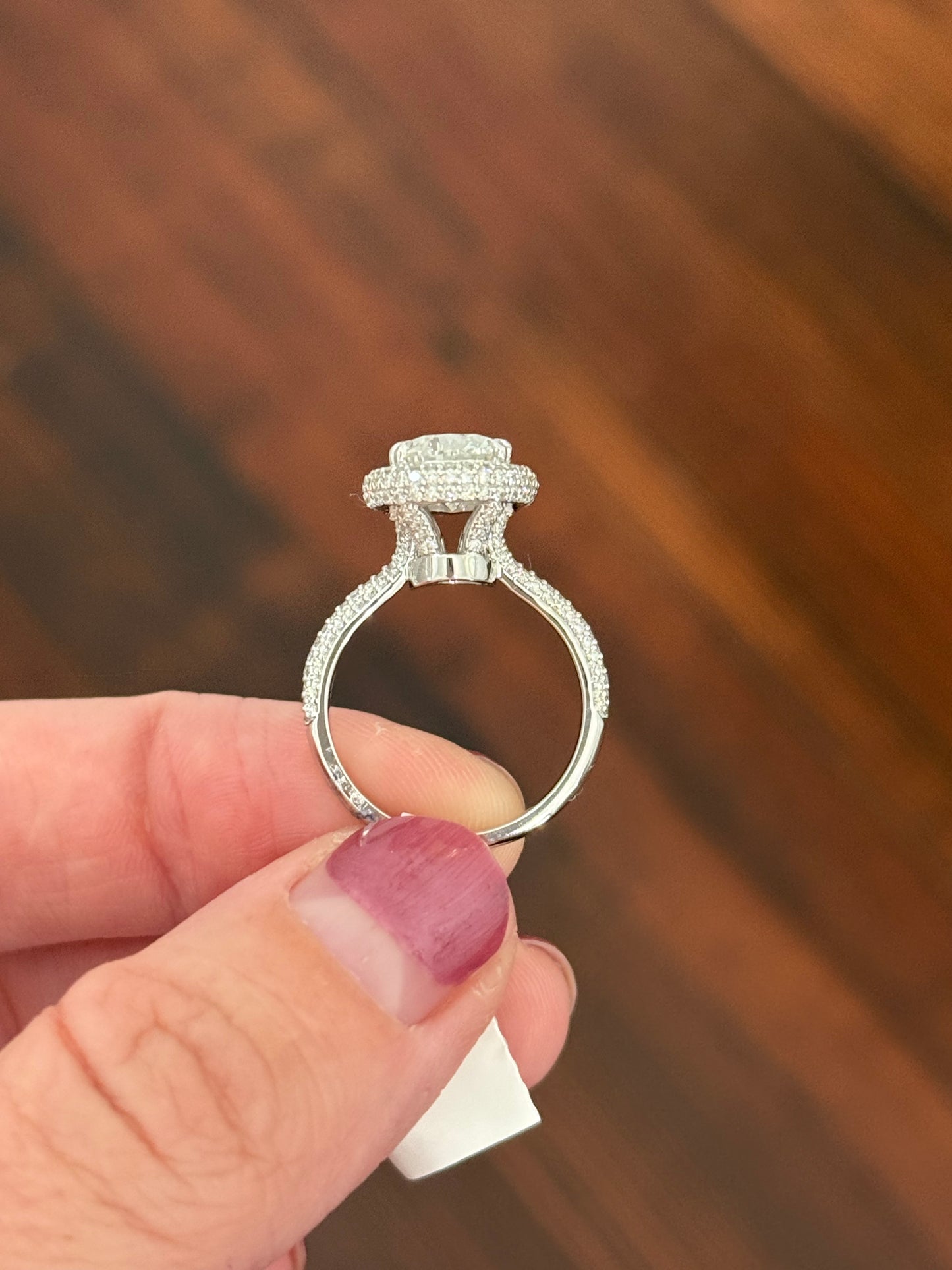 White gold pear shape and round lab diamond ring