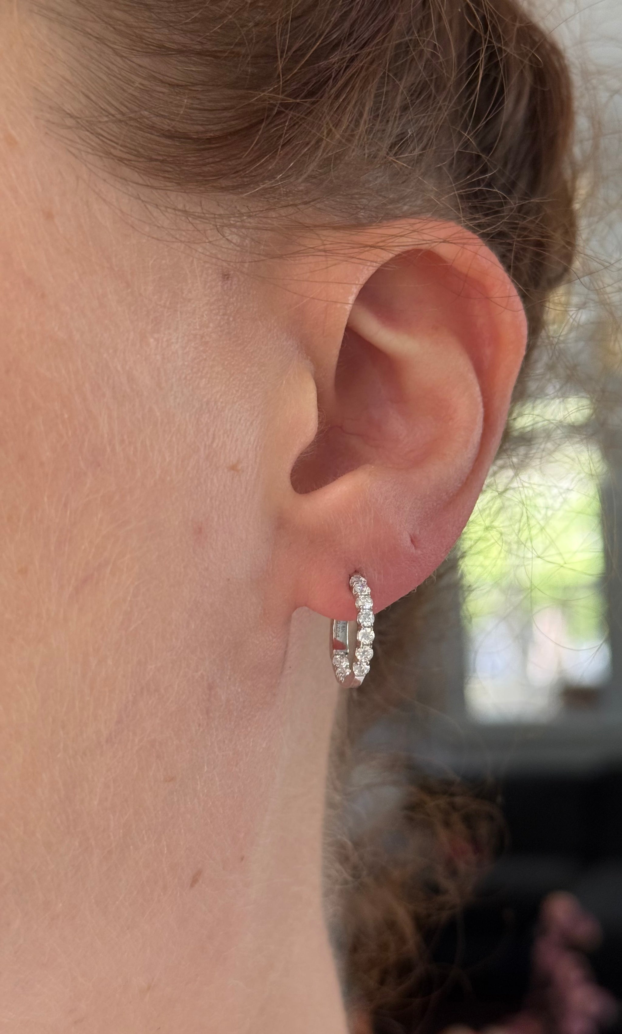 14.2mm white gold 0.72ct lab diamond inside out hoops