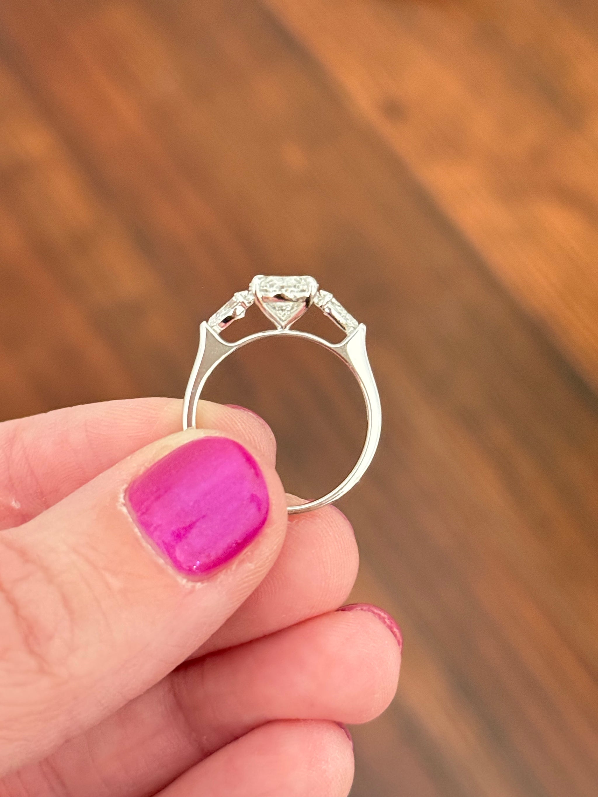White gold IGI certified 2ct oval and pear shape lab diamond ring