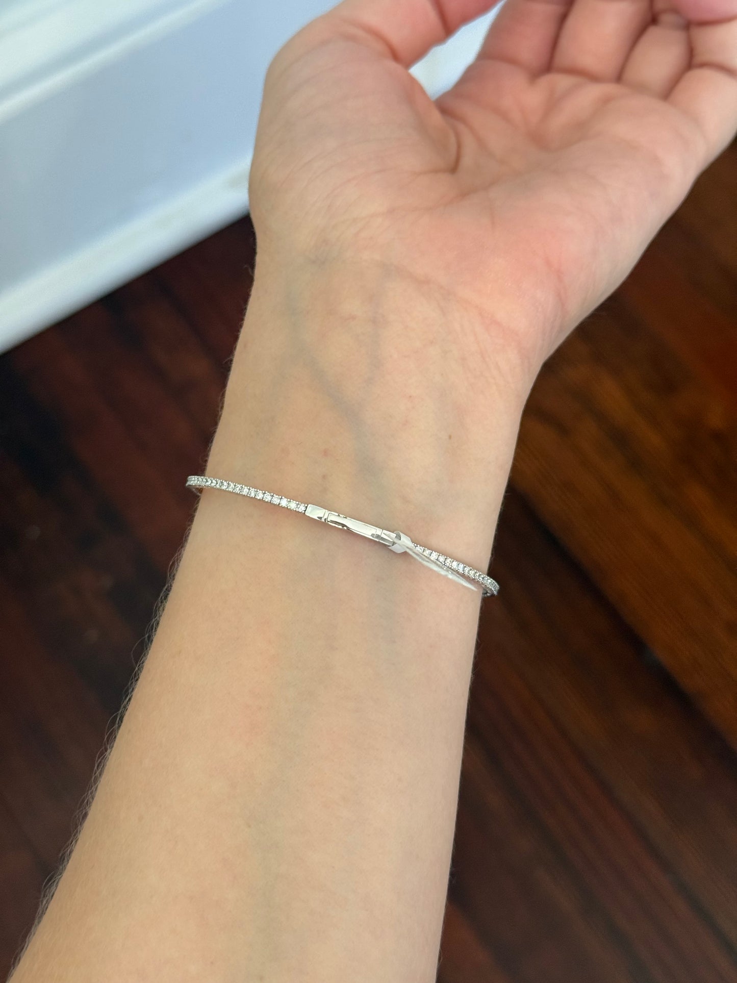 White gold 1.4ct natural diamond flex bracelet