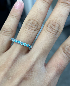 *Premade* 2.02 cttw Half Fancy Blue and Half lab diamonds Eternity Band
