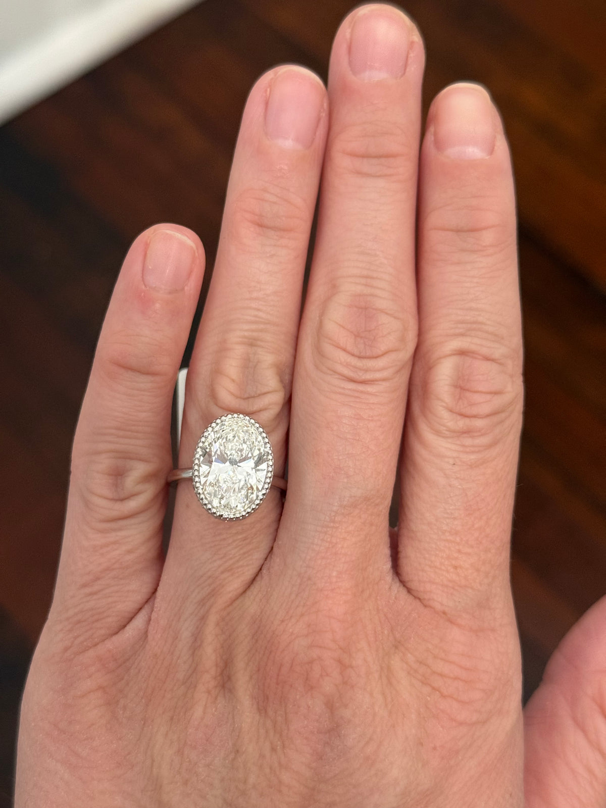 White gold oval lab diamond ring