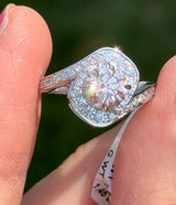 White gold pink and white lab diamond ring