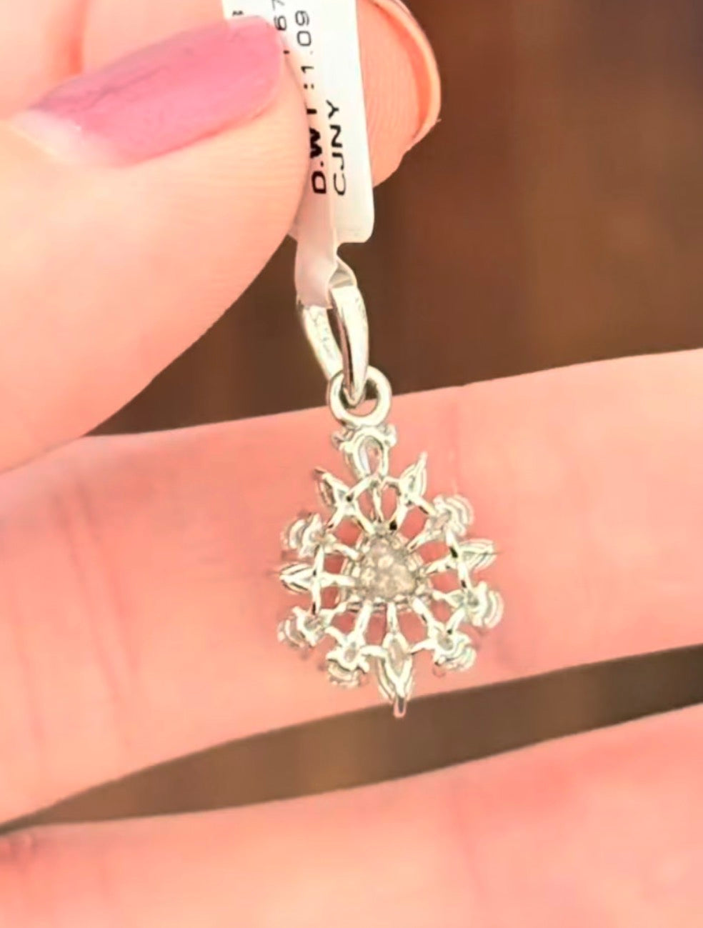 White gold trillion, pear shape and marquise lab diamond pendant