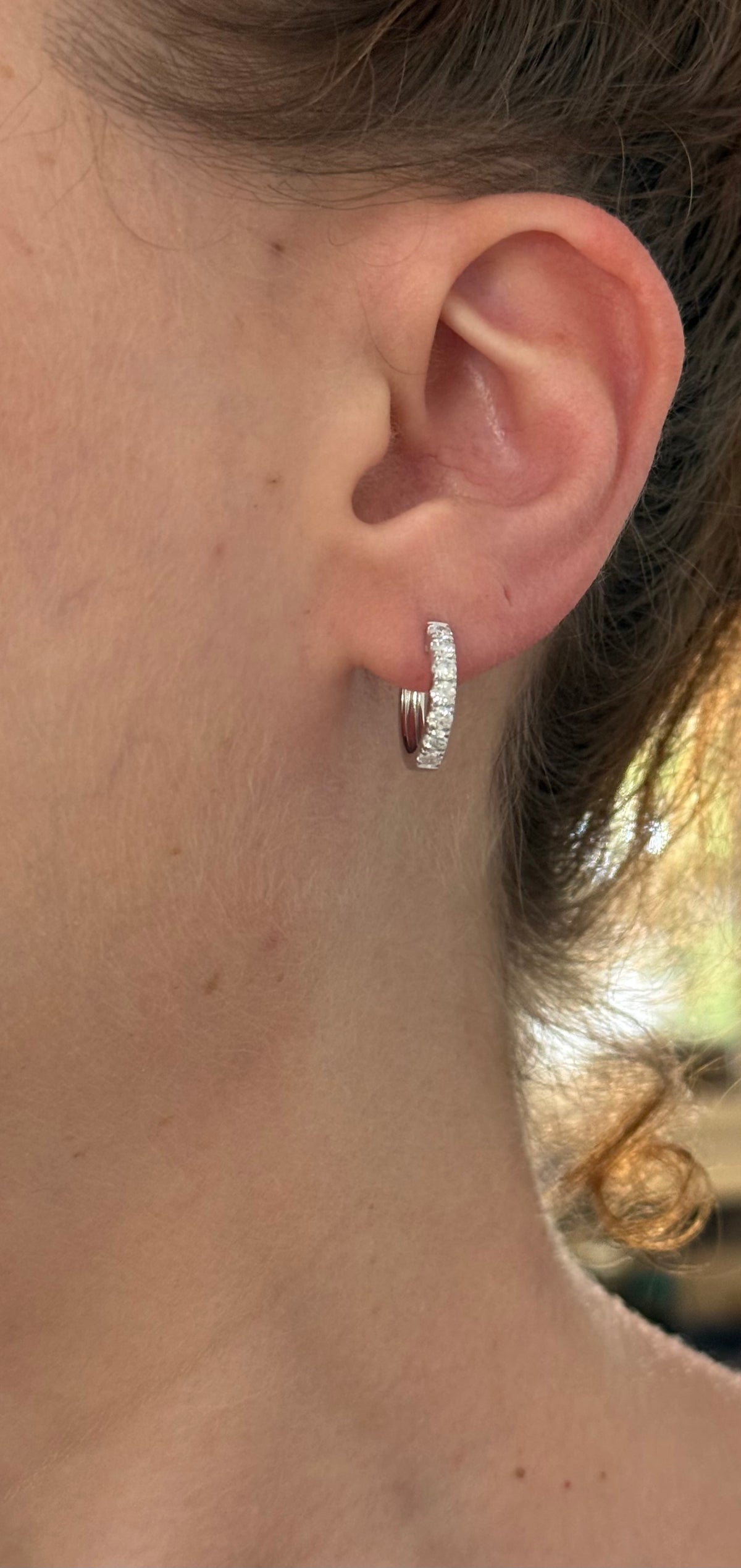 14.8mm white gold 0.77ct lab diamond hoop earrings