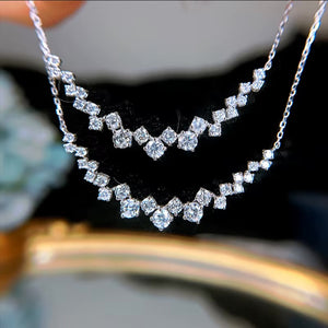 18K White Gold Real Natural Diamond Pendant Necklace for Women